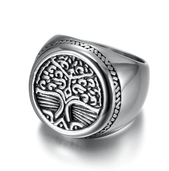Asgard Crafted Handcrafted Stainless Steel Celtic Tree Of Life Circular Ring - Lacatang Spiritual